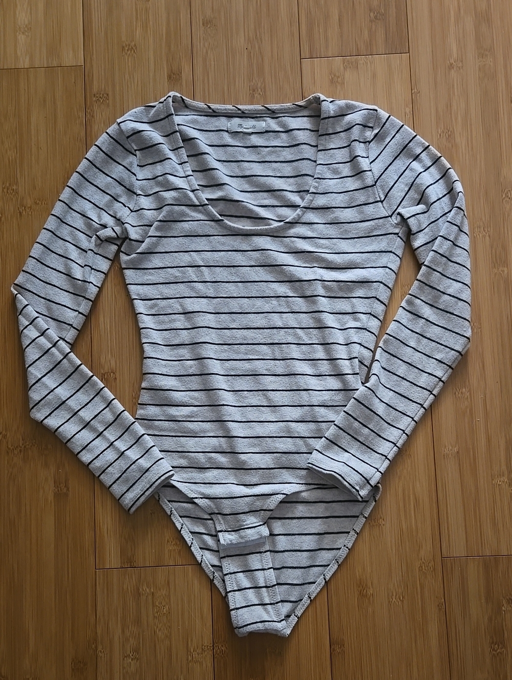 Madewell Tan and Black Striped Bodysuit - XS